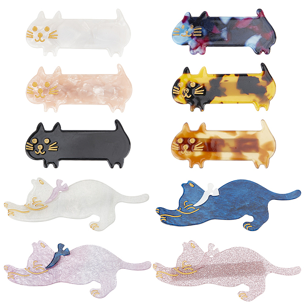 

PandaHall Gorgecraft 10Pcs 10 Styles Cute Cat Cellulose Acetate(Resin) Alligator Hair Clip, Hair Accessories for Girls Women, Mixed Color..., Multicolor