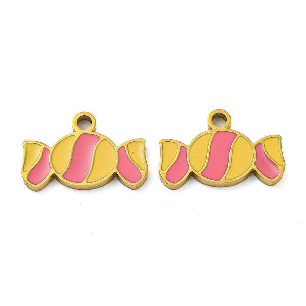 

PandaHall 316 Surgical Stainless Steel Pendants, with Enamel, Golden, Candy, 9x14x1mm, Hole: 1.3mm Stainless Steel+Enamel Candy Gold