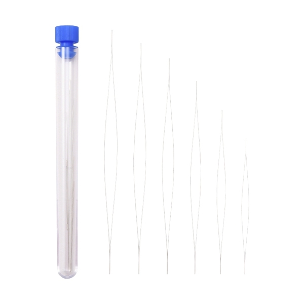

PandaHall 6Pcs 6 Sizes High Carbon Steel Big Eye Beading Needle, 45~125x0.5x0.2mm, 1pc/size Carbon Steel