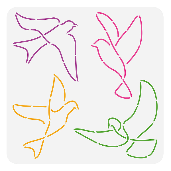 

PandaHall FINGERINSPIRE Birds Lines Stencil for Painting 11.8x11.8inch Plastic PET Flying Birds Stencil Hollowed Birds with Spread Wings...