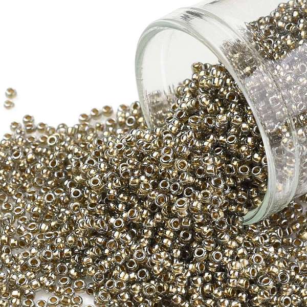 

PandaHall TOHO Round Seed Beads, Japanese Seed Beads, (993) Gilt Lined Black Diamond, 15/0, 1.5mm, Hole: 0.7mm, about 3000pcs/bottle..., Gray