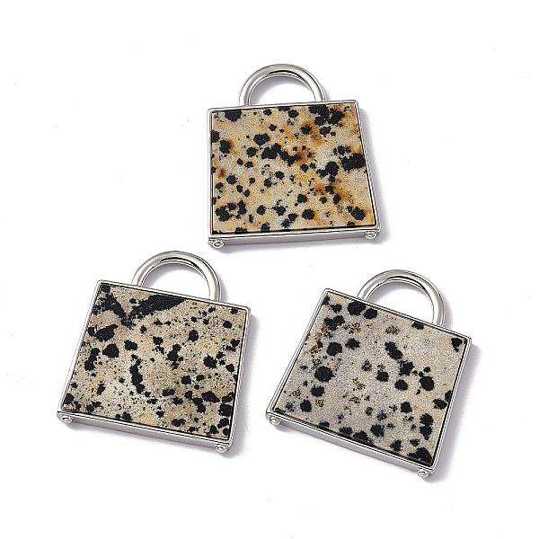 

PandaHall Natural Dalmatian Jasper Pendants, Handbag Charms, with Rack Plating Platinum Tone Brass Findings, Cadmium Free & Lead Free...