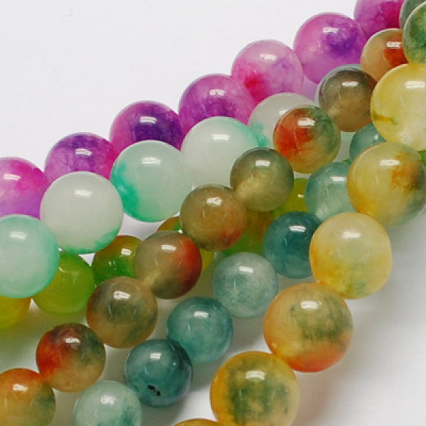 

PandaHall Two Tone Natural White Jade Bead Strands, Dyed, Round, Mixed Color, 14mm, Hole: 2mm, about 28pcs/strand, 15.3 inch White Jade..., Multicolor