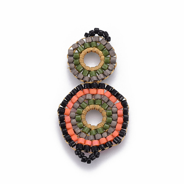 

PandaHall MIYUKI & TOHO Handmade Japanese Seed Beads Links, Loom Pattern, Cucurbit, Colorful, 32~33x17x1.5~2mm, Hole: 2mm Glass Vegetables