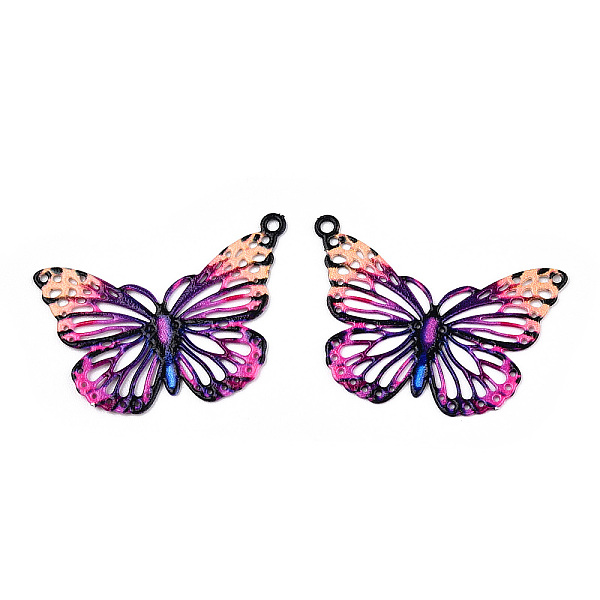 

PandaHall Spray Painted 430 Stainless Steel Pendants, Etched Metal Embellishments, Butterfly Charm, Purple, 19x26x0.6mm, Hole: 1.2mm 430...