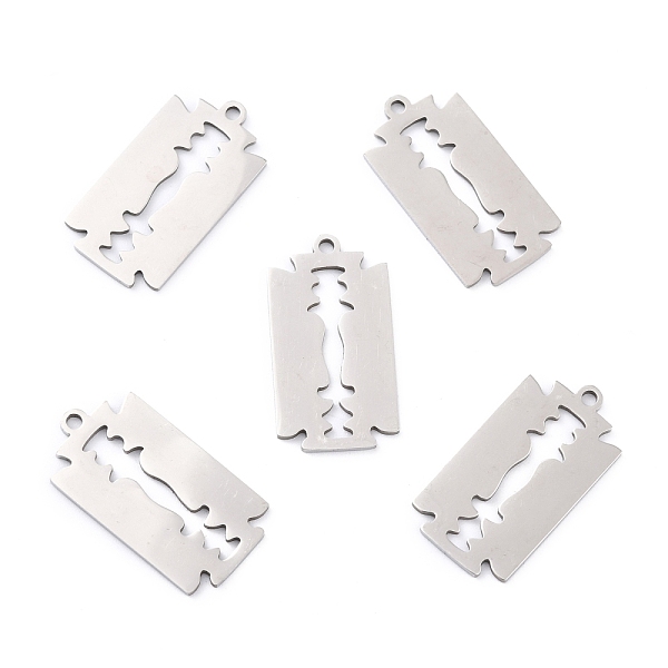 

PandaHall 201 Stainless Steel Pendants, Razor Blade Shape, Stainless Steel Color, 26.5x14x1mm, Hole: 1.6mm 201 Stainless Steel