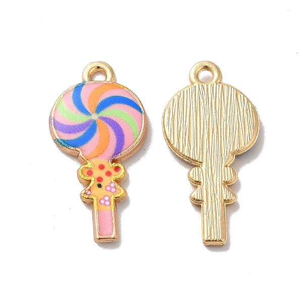 

PandaHall Alloy Enamel Pendants, Golden, Lollipops Charm, Colorful, 24x12x2mm, Hole: 1.5mm Alloy+Enamel Lollipop Pink