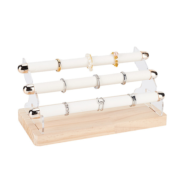 

PandaHall FINGERINSPIRE 3-Tier Rings Display Risers White Velvet Finger Ring Display Holder with Acrylic Support and Wood Base Detachable...