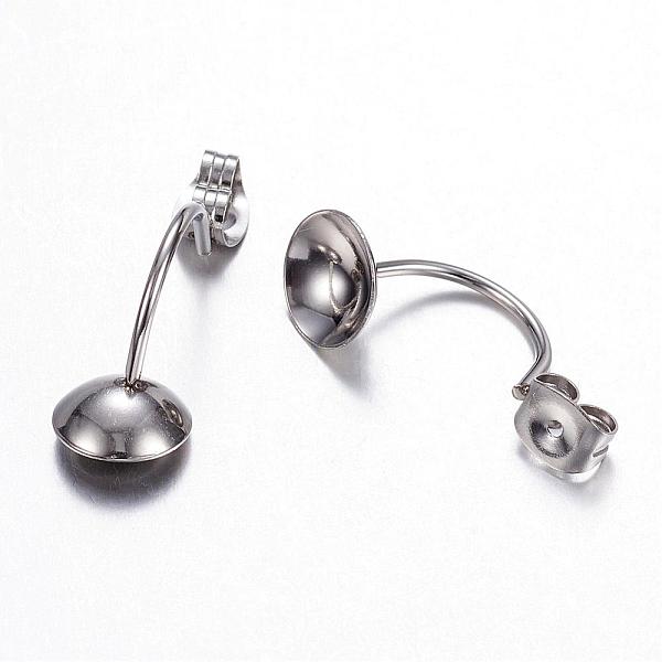 

PandaHall 304 Stainless Steel Stud Earring Settings, Stainless Steel Color, Tray: 7mm, 24x8x3.5mm, Pin: 1mm 304 Stainless Steel Others