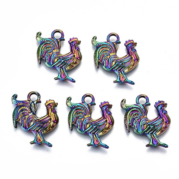 

PandaHall Alloy Pendants, Cadmium Free & Lead Free, Cock, Rainbow Color, 20.5x17x3mm, Hole: 2.5mm Alloy Rooster