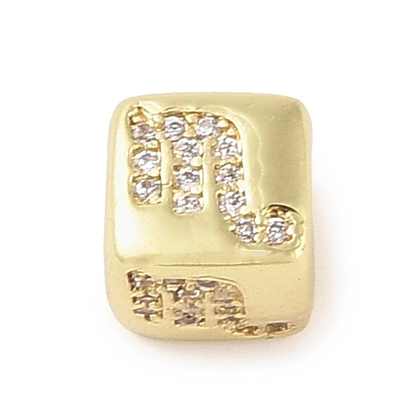 

PandaHall Brass Micro Pave Clear Cubic Zirconia European Beads, Cube, Scorpio, 8x8x7.5mm, Hole: 4.5mm Brass+Cubic Zirconia Scorpio Clear