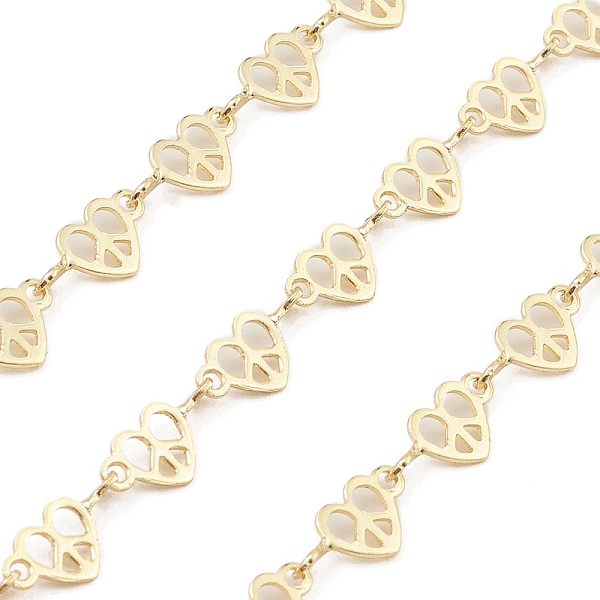 

PandaHall Brass Hollow Heart Link Chains, Unwelded, with Spool, Real 18K Gold Plated, 5x11x0.5mm Brass