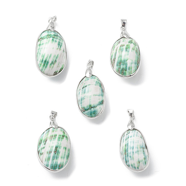 

PandaHall Natural Sea Shell Pendants, Oval Charms, with Platinum Tone Brass and Alloy Findings, 40~43x18~21.5x16.5~18mm, Hole: 4x5.5mm Other...
