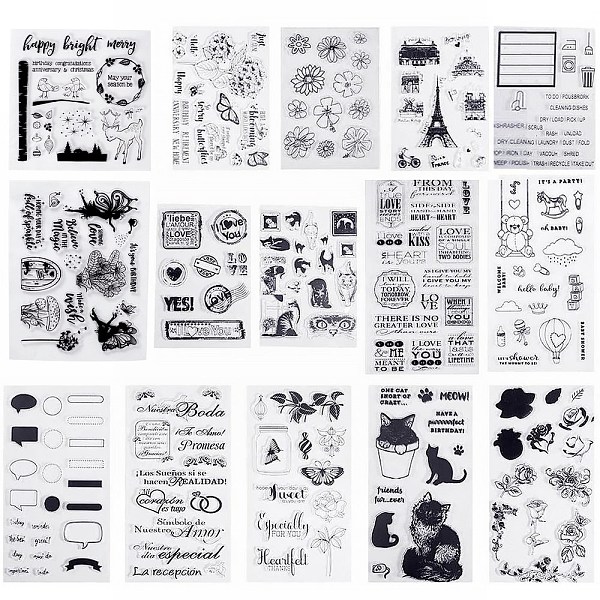 

PandaHall Silicone Stamps, for DIY Scrapbooking, Photo Album Decorative, Cards Making, Rectangle, Clear, 6~131x6~150mm Silicone Clear