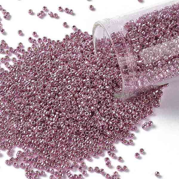 

PandaHall TOHO Round Seed Beads, Japanese Seed Beads, (PF553) PermaFinish Pink Lilac Metallic, 8/0, 3mm, Hole: 1mm, about 222pcs/bottle...
