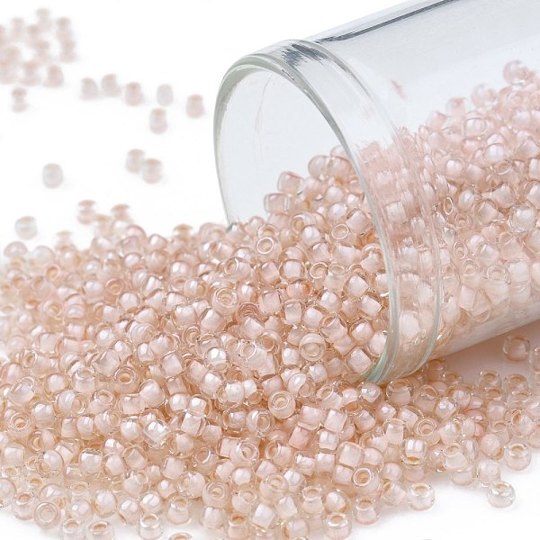 

PandaHall TOHO Round Seed Beads, Japanese Seed Beads, (1068) Pale Blush Pink Lined Crystal, 11/0, 2.2mm, Hole: 0.8mm, about 1110pcs/bottle...