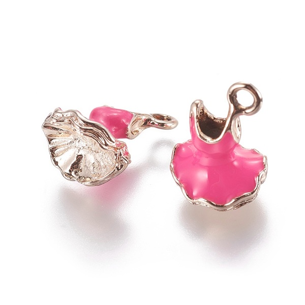 

PandaHall Alloy Enamel Pendants, Skirt, Light Gold, Hot Pink, 19x13x11mm, Hole: 2.5mm Alloy+Enamel Clothes Pink
