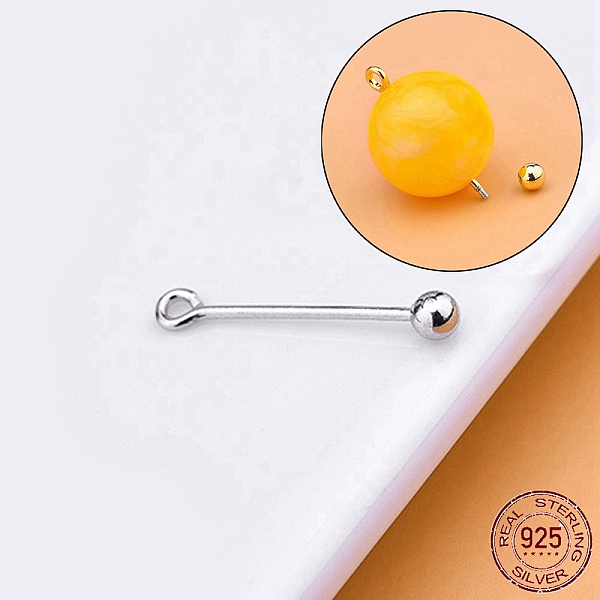 

PandaHall Rhodium Plated 925 Sterling Silver Screw On Eye Ball Pins, Beadable Pin, for Jewelry Making, Platinum, 19 Gauge, 13.3mm, Ball: 3mm...