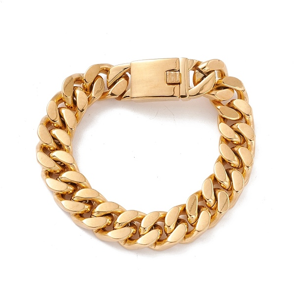 

PandaHall Ion Plating(IP) 304 Stainless Steel Curb Chains Bracelet for Women, Golden, 9-1/2 inch(24cm) 304 Stainless Steel
