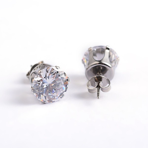 

PandaHall Flat Round 304 Stainless Steel Cubic Zirconia Stud Earrings, Clear, 3mm, Pin: 0.9mm Cubic Zirconia Clear