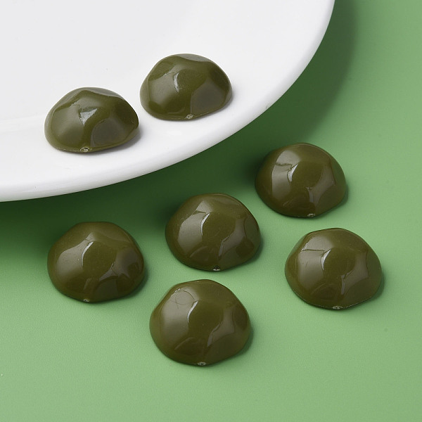 

PandaHall Opaque Acrylic Cabochons, Faceted, Half Round, Dark Olive Green, 23x22x11mm, about 140pcs/500g Acrylic Half Round