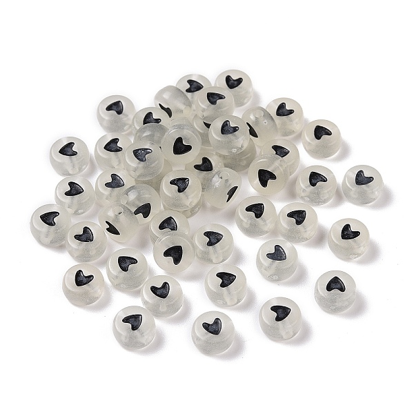 

PandaHall Luminous Acrylic Beads, Glow in the Dark, Flat Round with Heart, Black, 7x3.5mm, Hole: 1.2mm, about 3600pcs/500g Acrylic Flat...