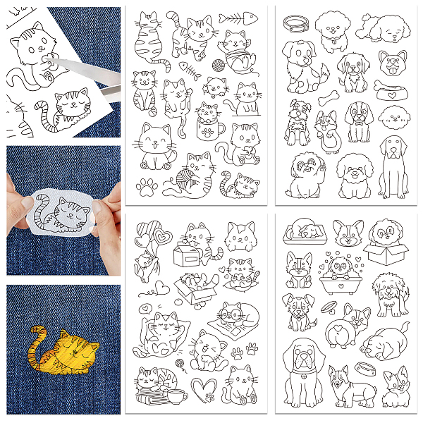 

PandaHall 4 Sheets 11.6x8.2 Inch Stick and Stitch Embroidery Patterns, Non-woven Fabrics Water Soluble Embroidery Stabilizers, Cat Shape...