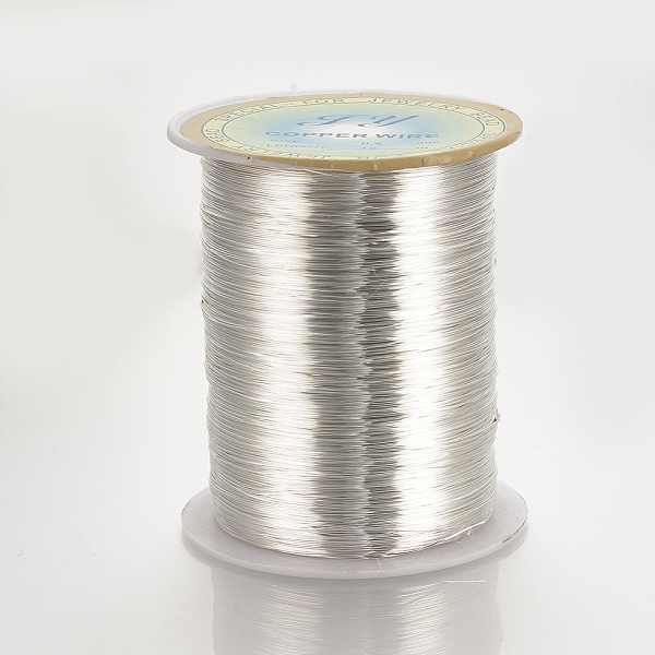 

PandaHall Round Copper Wire for Jewelry Making, Silver Color Plated, 18 Gauge, 1mm, about 295.27 Feet(90m)/roll Copper Round