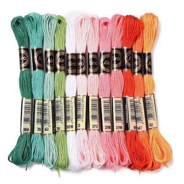 

PandaHall 12 Skeins 12 Colors 6-Ply Polyester Embroidery Floss, Cross Stitch Threads, Summer Color Series, Mixed Color, 0.5mm, about 8.75..., Multicolor