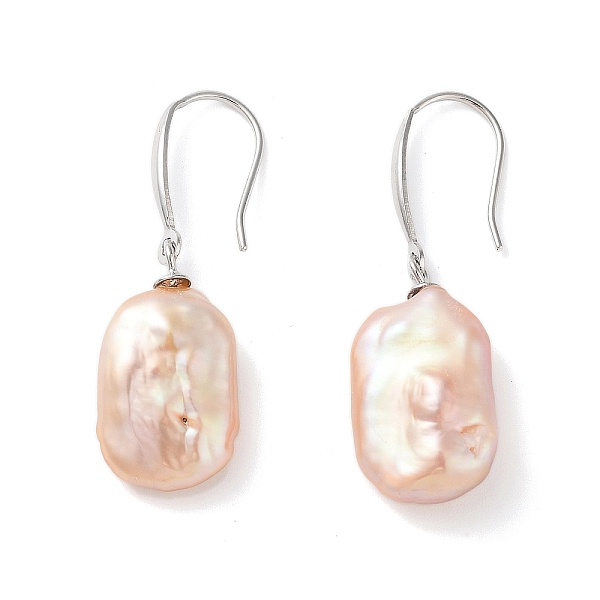 

PandaHall Natural Pearl Dangle Earrings for Women, with Sterling Silver Pins, PeachPuff, 33~35x11~11.5mm Pearl Nuggets Brown