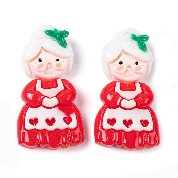 

PandaHall Christmas Decorations Theme Opaque Resin Decoden Cabochons, Human, 34x18x7mm Resin Human Red