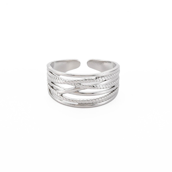 

PandaHall 304 Stainless Steel Criss Cross Open Cuff Ring for Women, Stainless Steel Color, US Size 9 3/4(19.5mm) 304 Stainless Steel