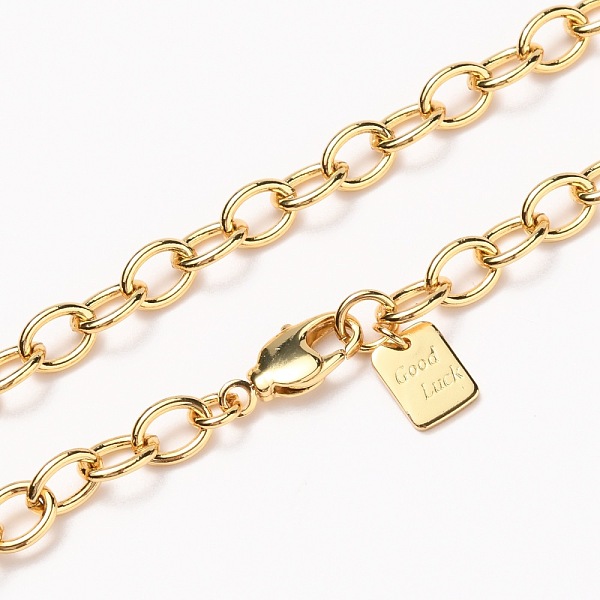 

PandaHall Brass Cable Chain Necklaces, with Lobster Claw Clasps, Long-Lasting Plated, Word Good Luck, Real 18K Gold Plated, 24-3/8 inch...