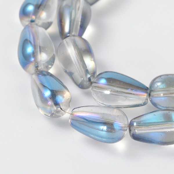 

PandaHall Electroplate Transparent Glass Teardrop Bead Strands, Full Rainbow Plated, Slate Blue, 8x13mm, Hole: 1mm, about 62pcs/strand, 31.5...