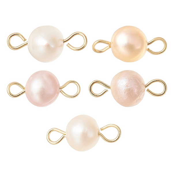 

PandaHall Natural Cultured Freshwater Pearl Connector Charms, Nuggets Links, with Golden Tone 304 Stainless Steel Double Loops, Seashell...