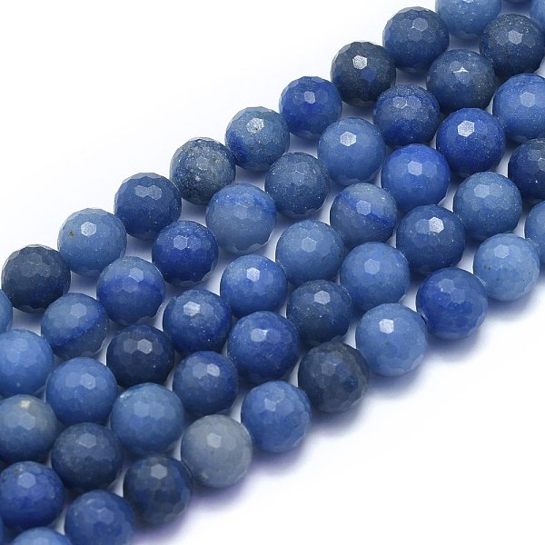 PandaHall Natural Blue Aventurinee Beads Strands, Round, Faceted(128 Facets), 10mm, Hole: 1.2mm, about 38pcs/strand, 15.55 inch(39.5cm) Blue...