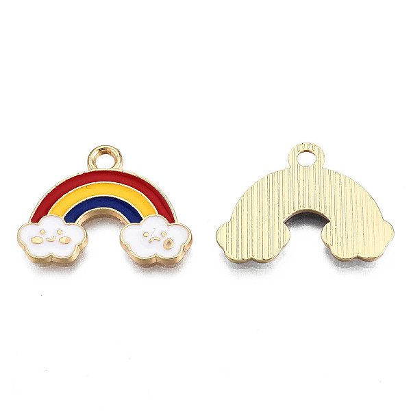 

PandaHall Alloy Pendants, with Enamel, Rainbow, Light Gold, Colorful, 18x24x2mm, Hole: 3mm Alloy+Enamel Rainbow
