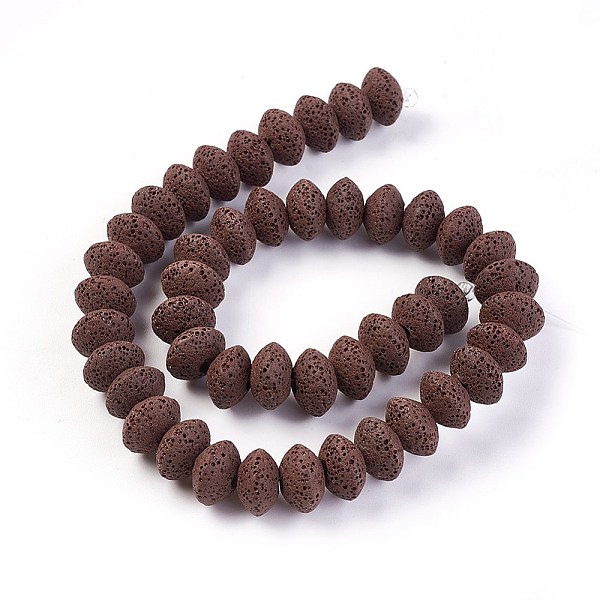 

PandaHall Natural Lava Rock Beads Strands, Dyed, Rondelle, Coconut Brown, 13~13.5x8.5~8.7mm, Hole: 2.5mm, about 46~47pcs/strand, 15.5...