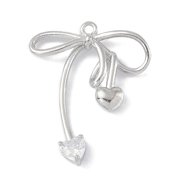

PandaHall Brass Micro Pave Clear Cubic Zirconia Pendants, Bowknot, Platinum, 24x20x3.5mm, Hole: 1mm Brass+Cubic Zirconia Bowknot Clear