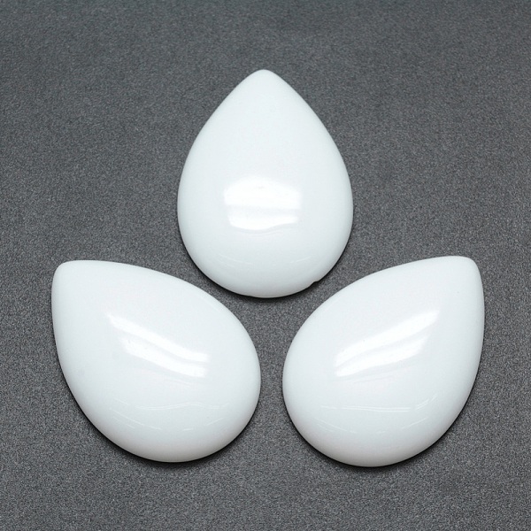 

PandaHall Opaque Glass Cabochons, Drop, White, 33.5x24x6.5~7mm Glass Teardrop White