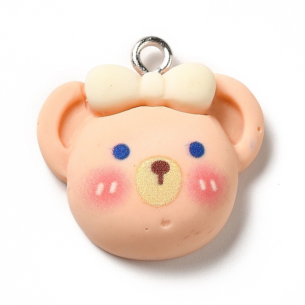 

PandaHall Opaque Resin Pendants, Animal Charm, with Platinum Tone Iron Loops, PeachPuff, Bear, 21.5x21.5x8mm, Hole: 2.2mm Iron+Resin Bear..., Brown