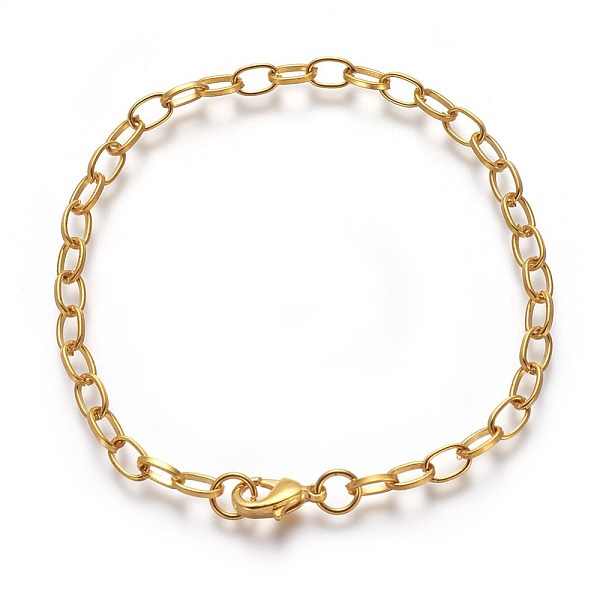 

PandaHall Iron Bracelet Making, with Lobster Claw Clasps, Golden, 205mm, Clasp: 12x7x3mm, Link: 7x4.5x1mm Iron