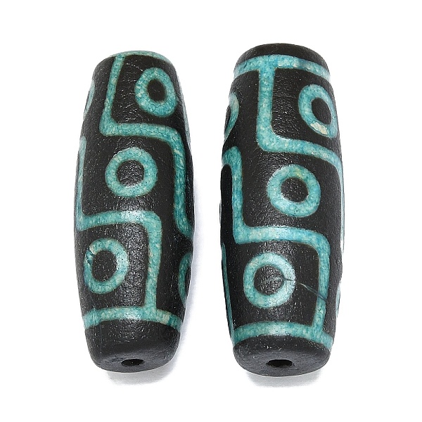 

PandaHall Tibetan Style dZi Beads, Natural Agate Beads, Dyed & Heated, Rice, 9-Eye, 39.5x14.5mm, Hole: 2.5mm Tibetan Agate Rice