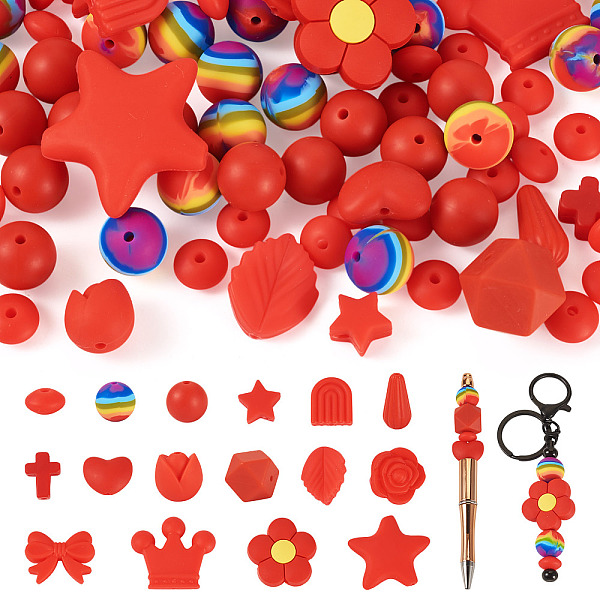 92Pcs Transparent Silicone Focal Beads