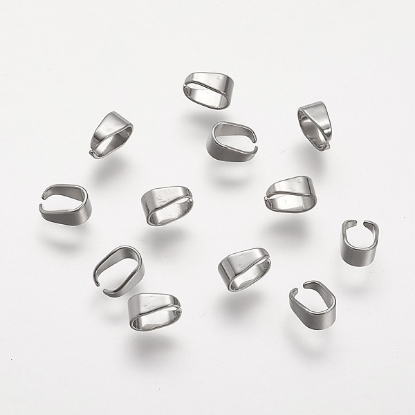 

PandaHall 304 Stainless Steel Snap on Bails, Stainless Steel Color, 7x5x3.5mm 304 Stainless Steel