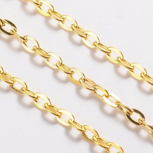 

PandaHall Iron Cable Chains, Unwelded, with Spool, Flat Oval, Cadmium Free & Lead Free, Golden Color, 4.1x3x0.8mm, about 32.8 Feet(10m)/roll...