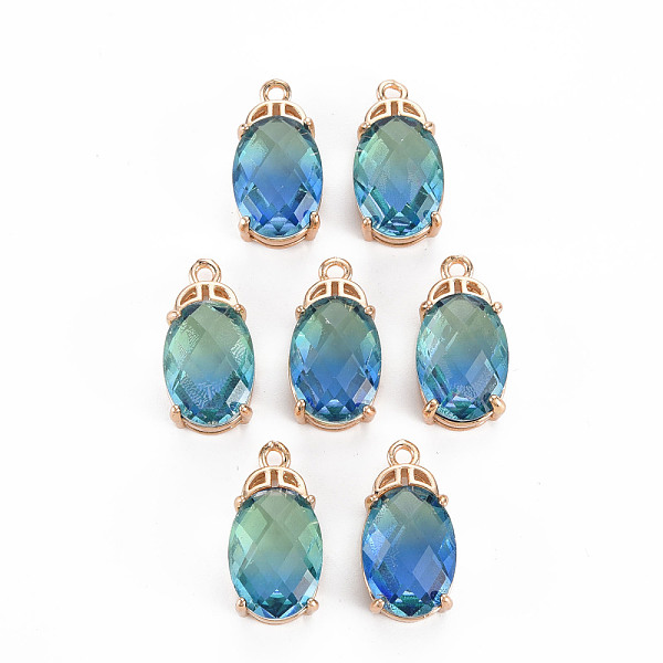 

PandaHall Rack Plating Brass Micro Pave Clear Cubic Zirconia Pendants, with Faceted Glass, Long-Lasting Plated, Cadmium Free & Lead Free...