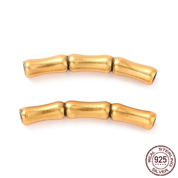

PandaHall 925 Sterling Silver Tube Beads, Bamboop-shaped with Textured, Antique Golden, 18x4x2.5mm, Hole: 1.4mm, about 30Pcs/10g Sterling...