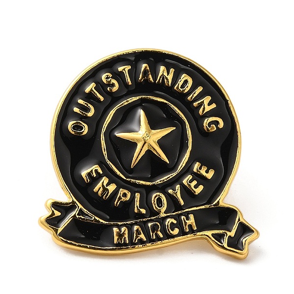 

PandaHall Golden Tone Alloy Outstanding Employee of The Month Enamel Pins, Employee Reward Broch, Black, March, 23x24x2mm Alloy+Enamel...