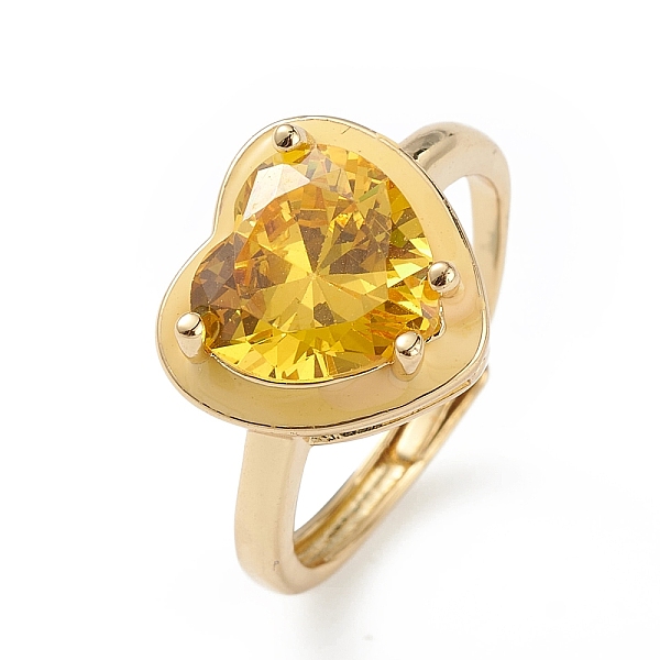 

PandaHall Cubic Zirconia Heart Adjustable with Enamel, Real 18K Gold Plated Brass Jewelry for Women, Lead Free & Cadmium Free, Gold, Inner...